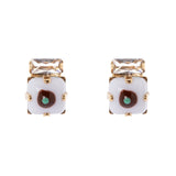 Small earrings cabochon and zirconias Partenope - White - Sodini Bijoux
