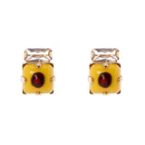 Small earrings cabochon and zirconias Partenope - Yellow - Sodini Bijoux