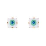 Mini orecchini a lobo con elemento smaltato - Bianco - Sodini Bijoux