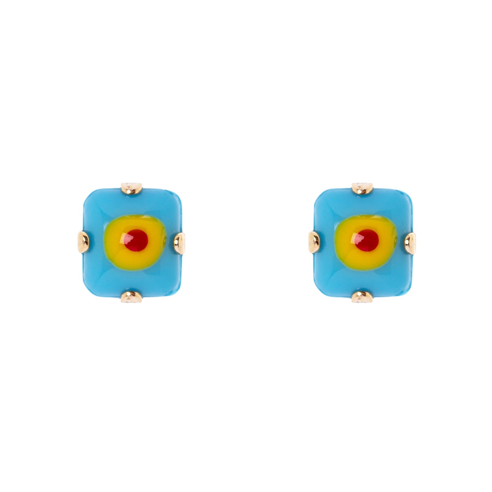 Mini orecchini a lobo con elemento smaltato - Turchese - Sodini Bijoux