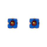 Mini orecchini a lobo con elemento smaltato - Blu - Sodini Bijoux