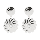 Button and spiral flower earrings Amaranta - Silver - Sodini Bijoux