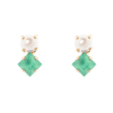 Piccoli orecchini perla e cristallo quadrato Sirens - Turchese - Sodini Bijoux
