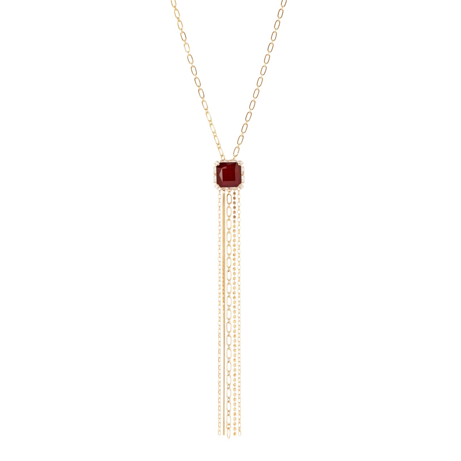 Collana cristallo e frangia Semira - Rosso - Sodini Bijoux