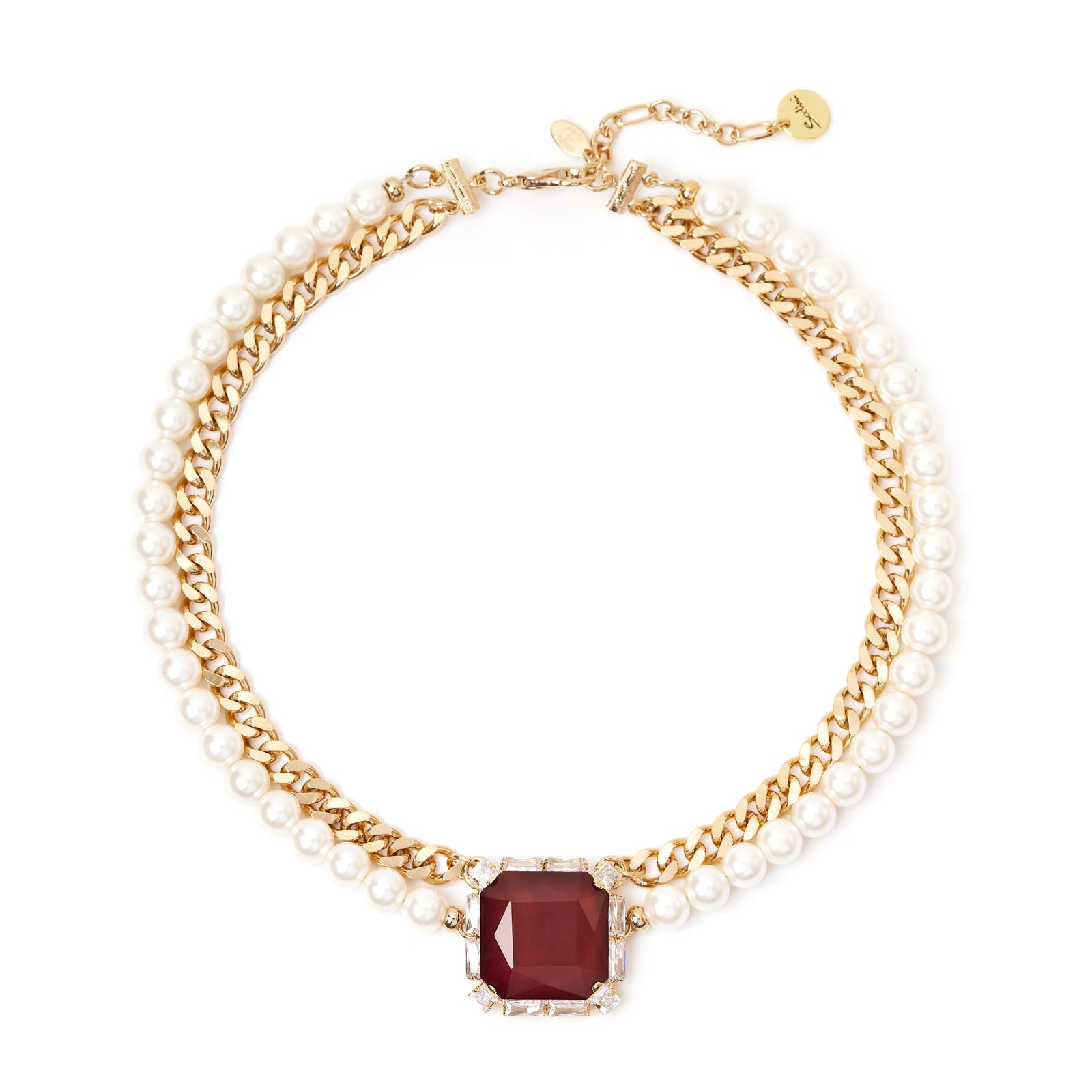 Girocollo catena e perle Semira - Rosso - Sodini Bijoux