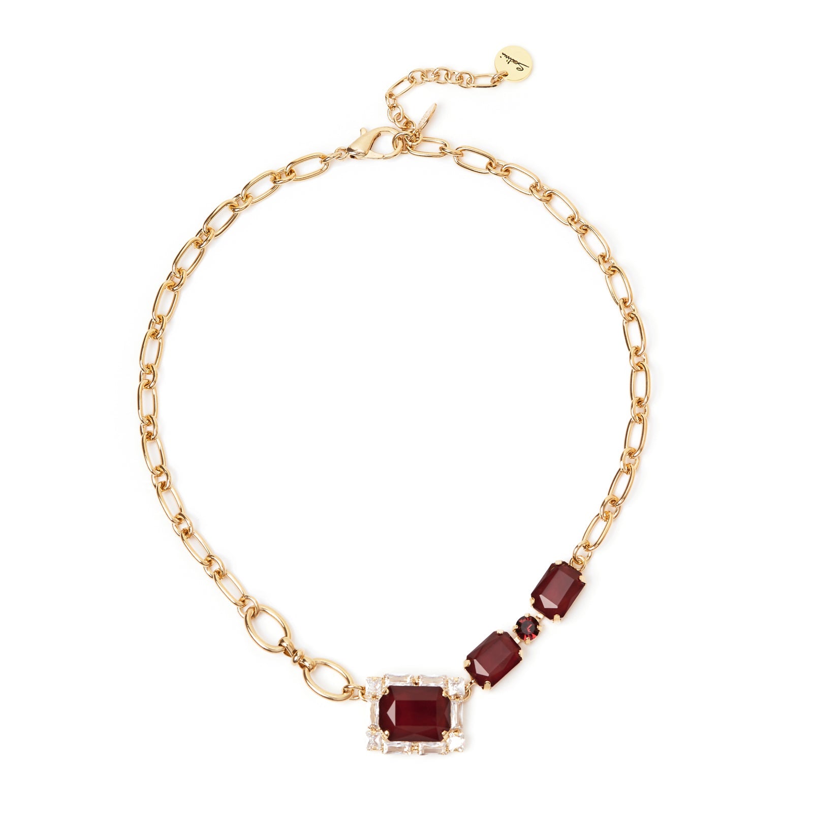 Girocollo a tre cristalli geometrici Semira - Rosso - Sodini Bijoux