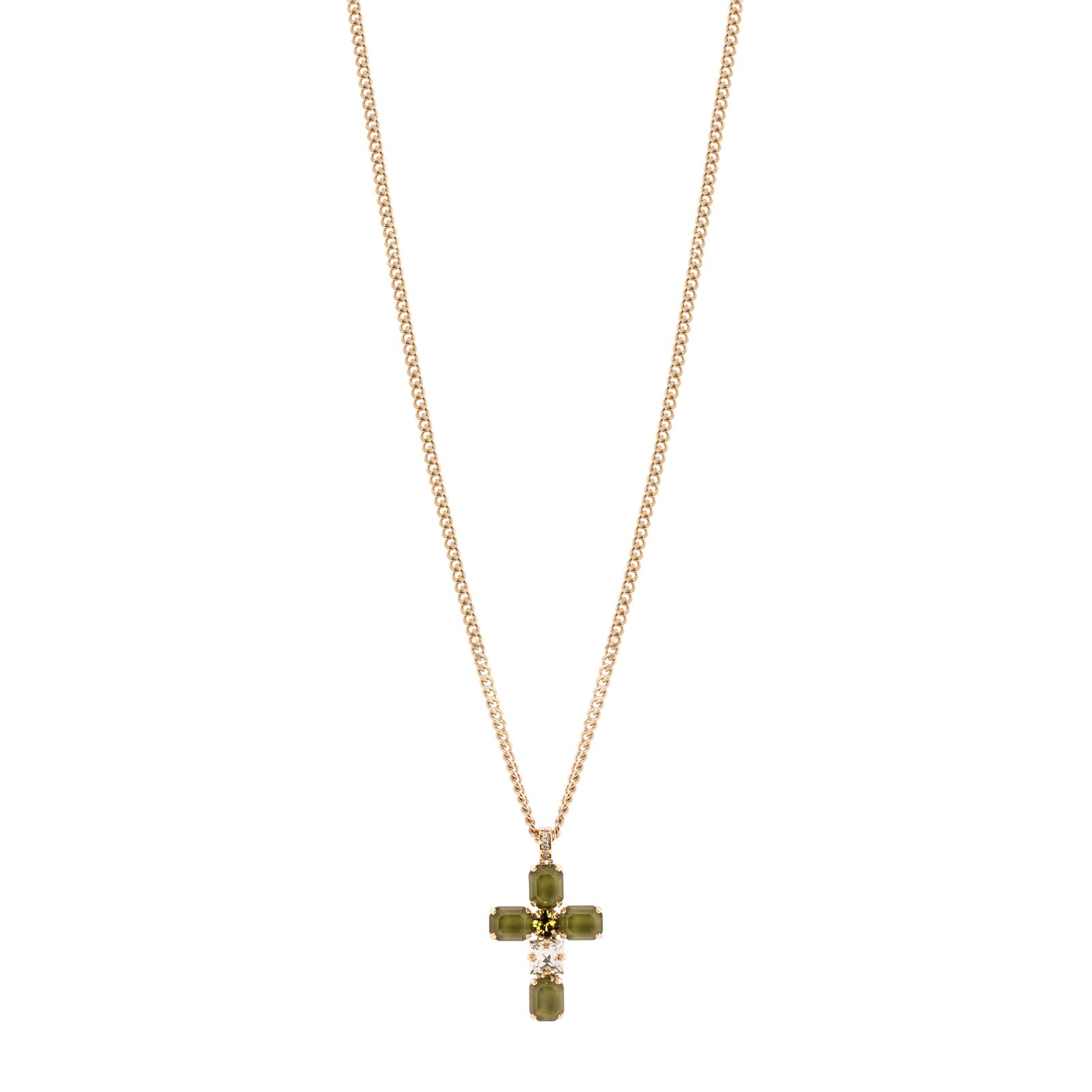 Collana corta e croce Semira - Verde - Sodini Bijoux