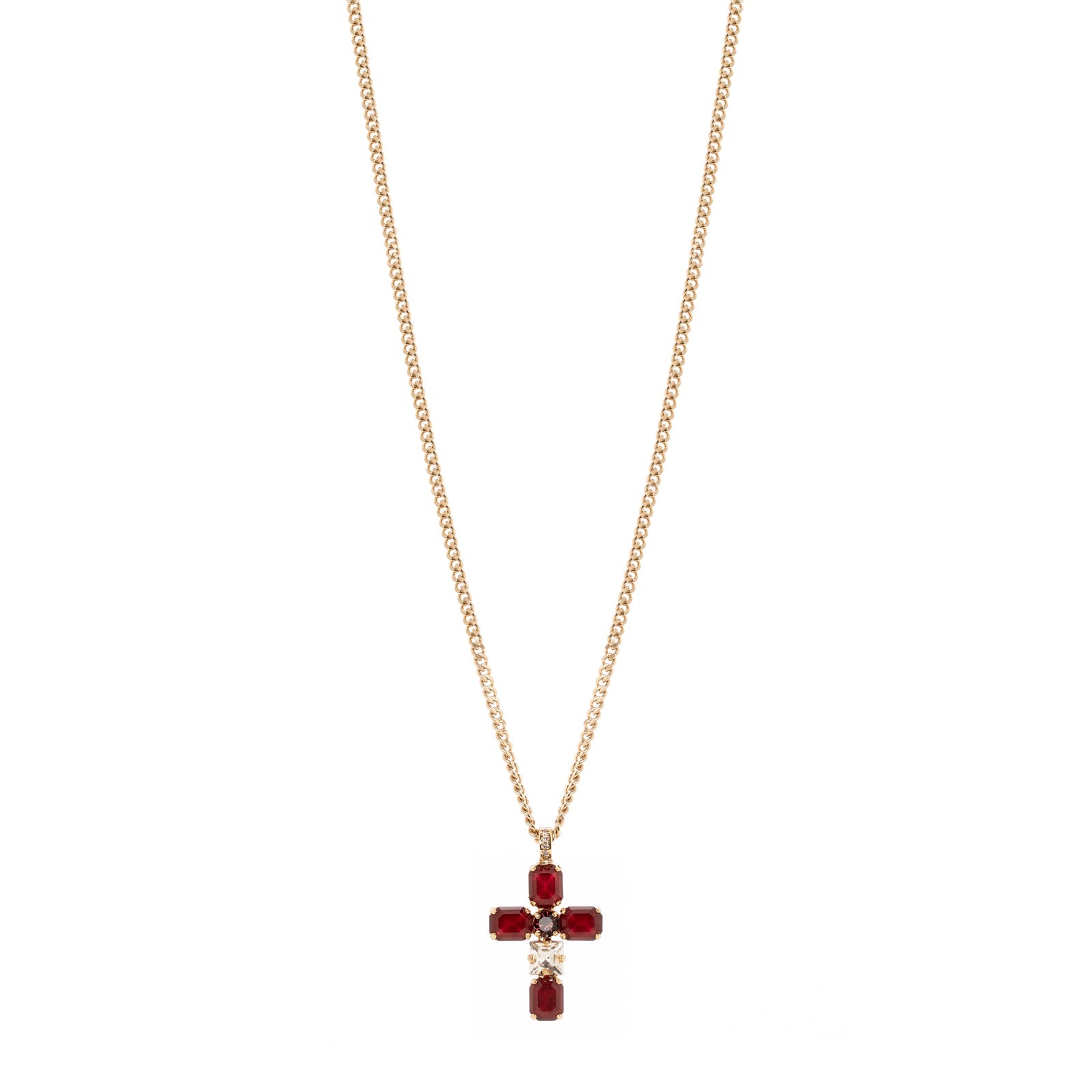 Collana corta e croce Semira - Rosso - Sodini Bijoux