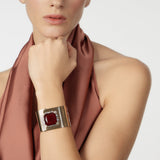 Wide band rigid bracelet Semira - Red - Sodini Bijoux