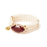 Bracciale elastico a tre fili di perle Semira - Rosso - Sodini Bijoux