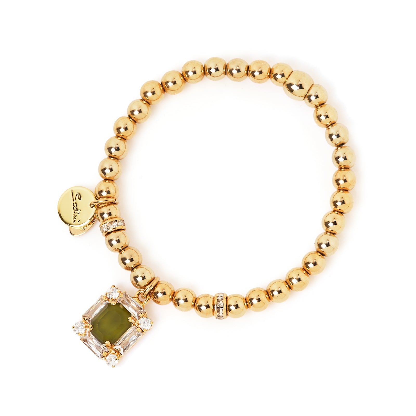 Bracciale elastico sfere e pendente Semira - Verde - Sodini Bijoux