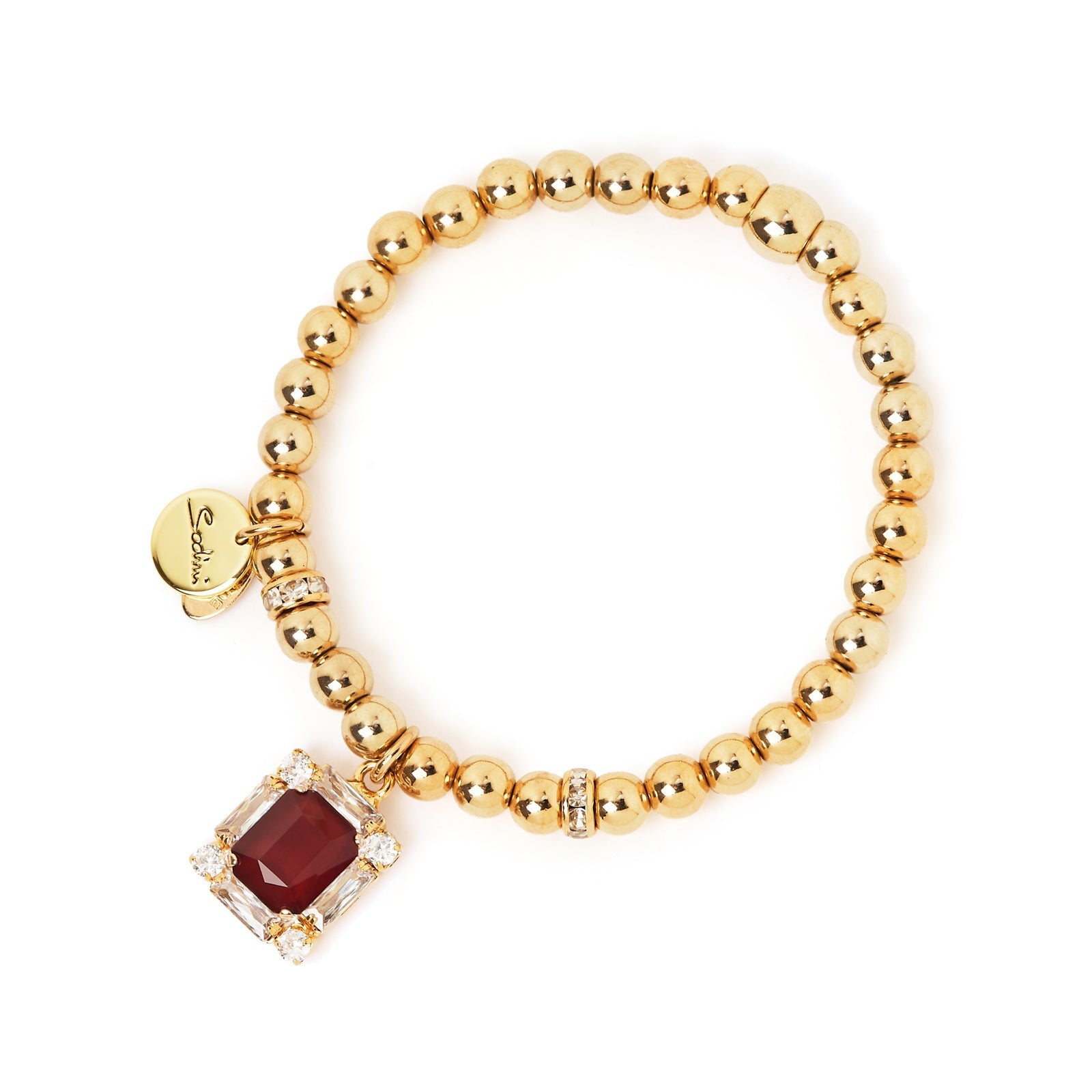 Bracciale elastico sfere e pendente Semira - Rosso - Sodini Bijoux