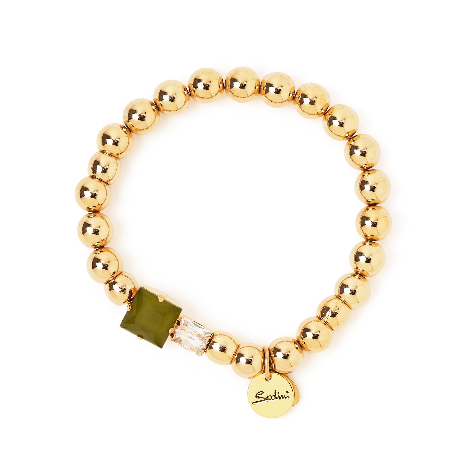 Bracciale elastico sfere e charm Semira - Verde - Sodini Bijoux