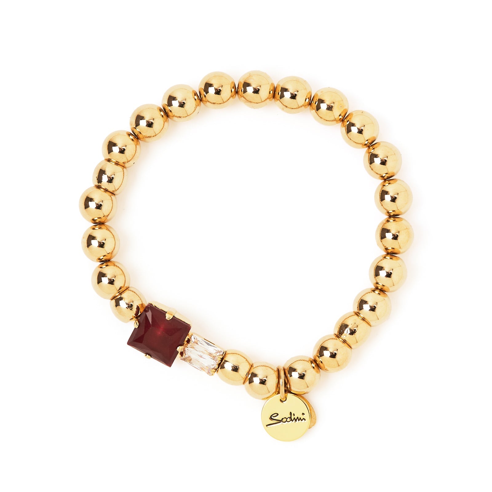 Bracciale elastico sfere e charm Semira - Rosso - Sodini Bijoux