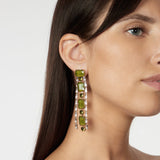Three strings long earrings Semira - Green - Sodini Bijoux