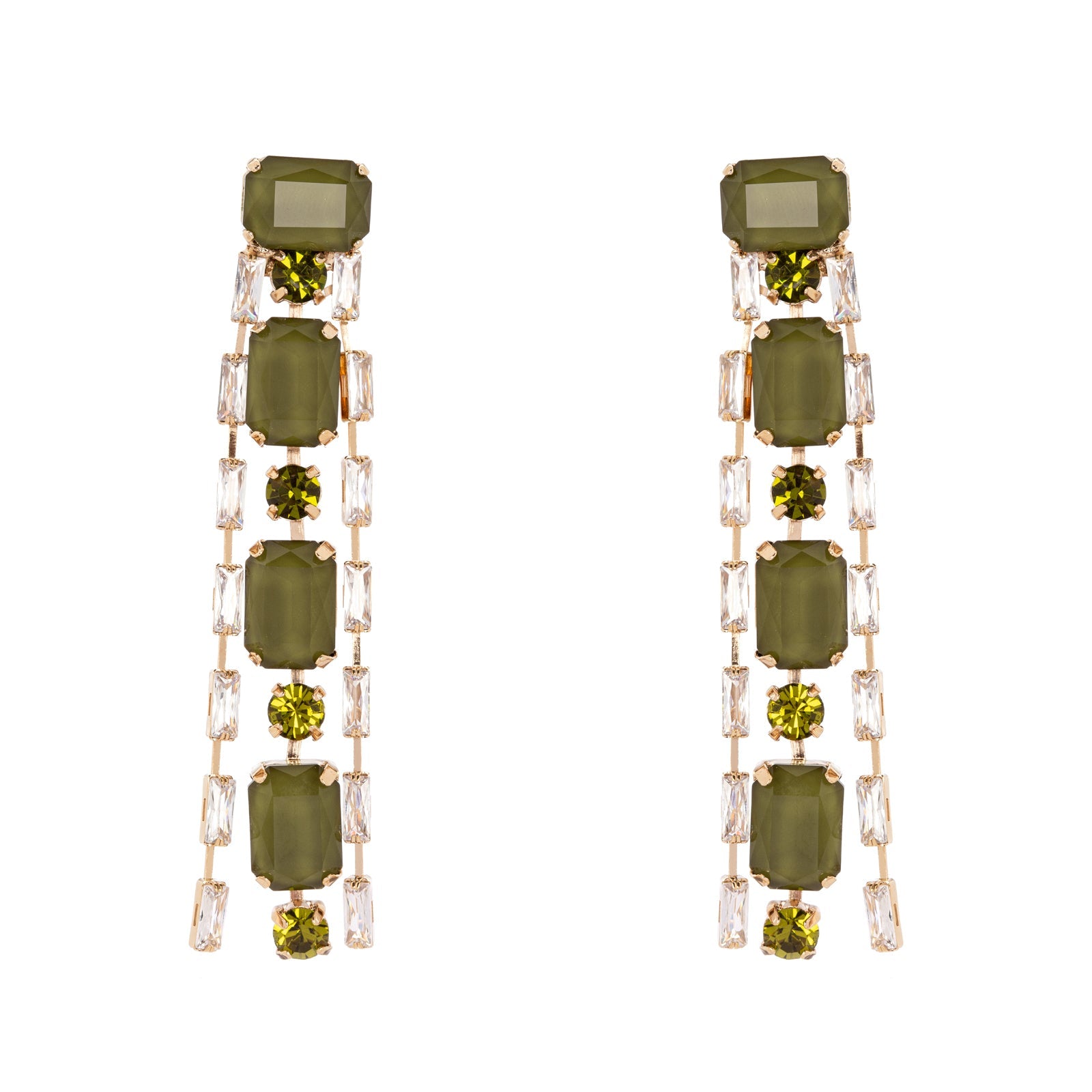 Orecchini lunghi a tre fili Semira - Verde - Sodini Bijoux