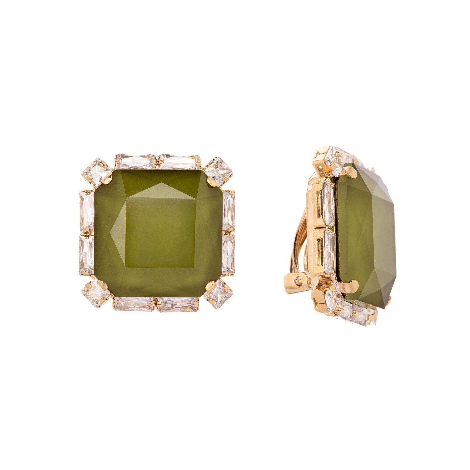 Orecchini con cristallo quadrato Semira - Verde - Sodini Bijoux