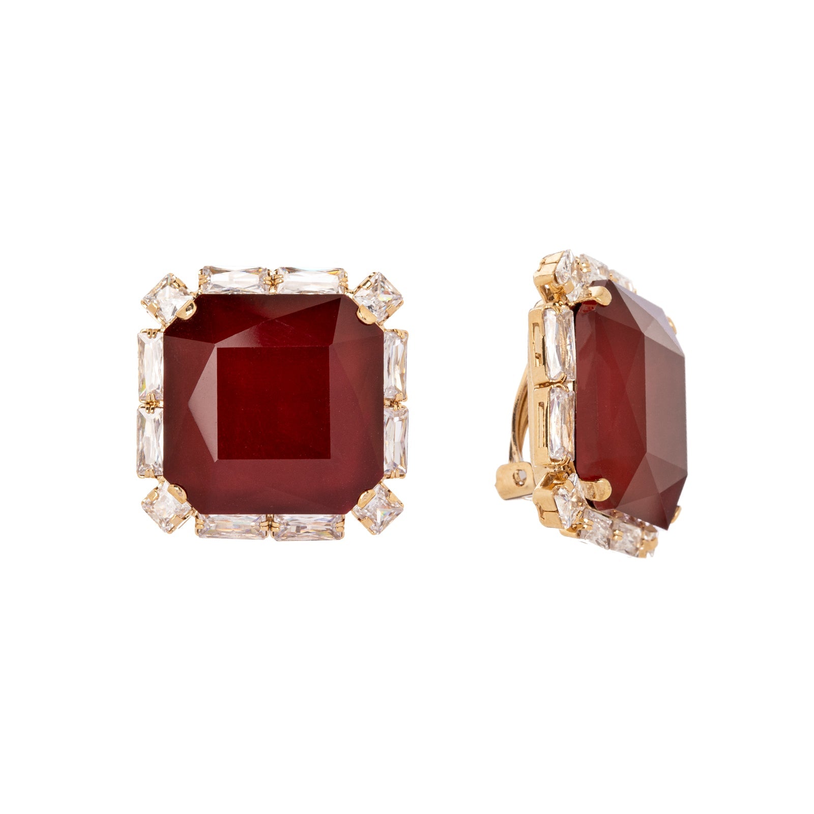 Orecchini con cristallo quadrato Semira - Rosso - Sodini Bijoux