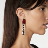 Crystals and long fringe earrings Semira - Red - Sodini Bijoux