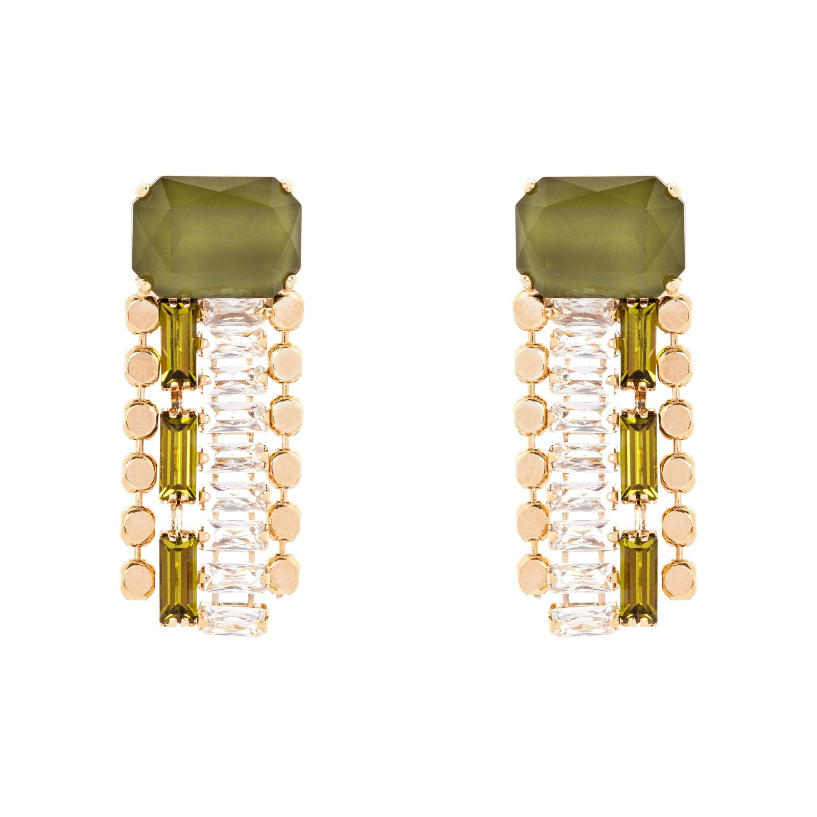 Orecchini cristallo e breve frangia Semira - Verde - Sodini Bijoux