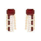 Orecchini cristallo e breve frangia Semira - Rosso - Sodini Bijoux
