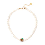 Collana di perle e cilindretto Mylitta - Bordeaux - Sodini Bijoux
