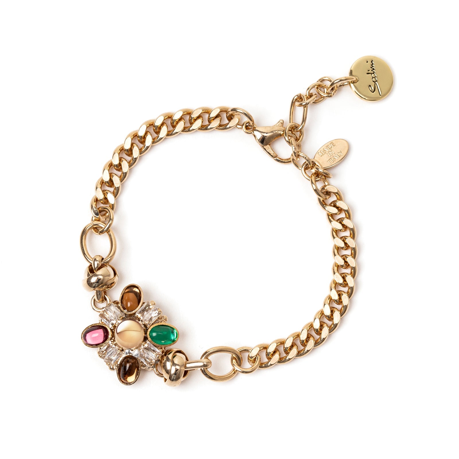 Bracciale groumette e charm quadrato Mylitta - Bordeaux - Sodini Bijoux