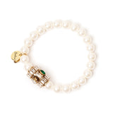 Bracciale elastico di perle e cilindretto Mylitta - Bordeaux - Sodini Bijoux