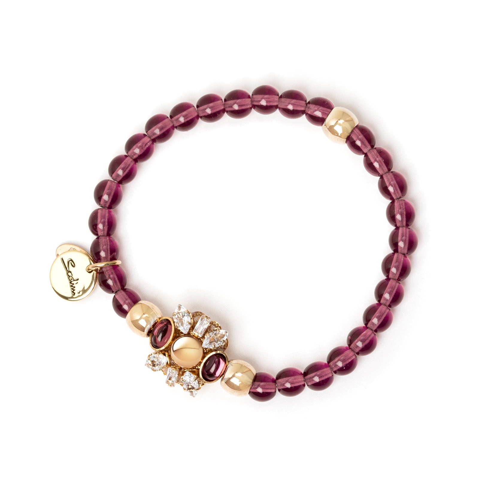Bracciale elastico sfere e charm Mylitta - Bordeaux - Sodini Bijoux