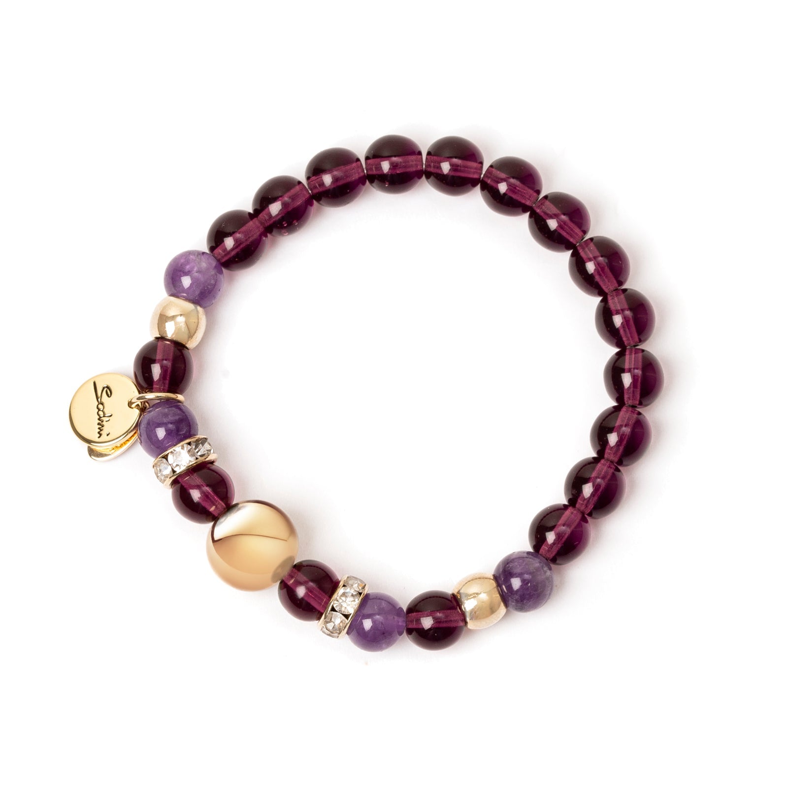 Bracciale elastico sfere e boule aurea Mylitta - Bordeaux - Sodini Bijoux