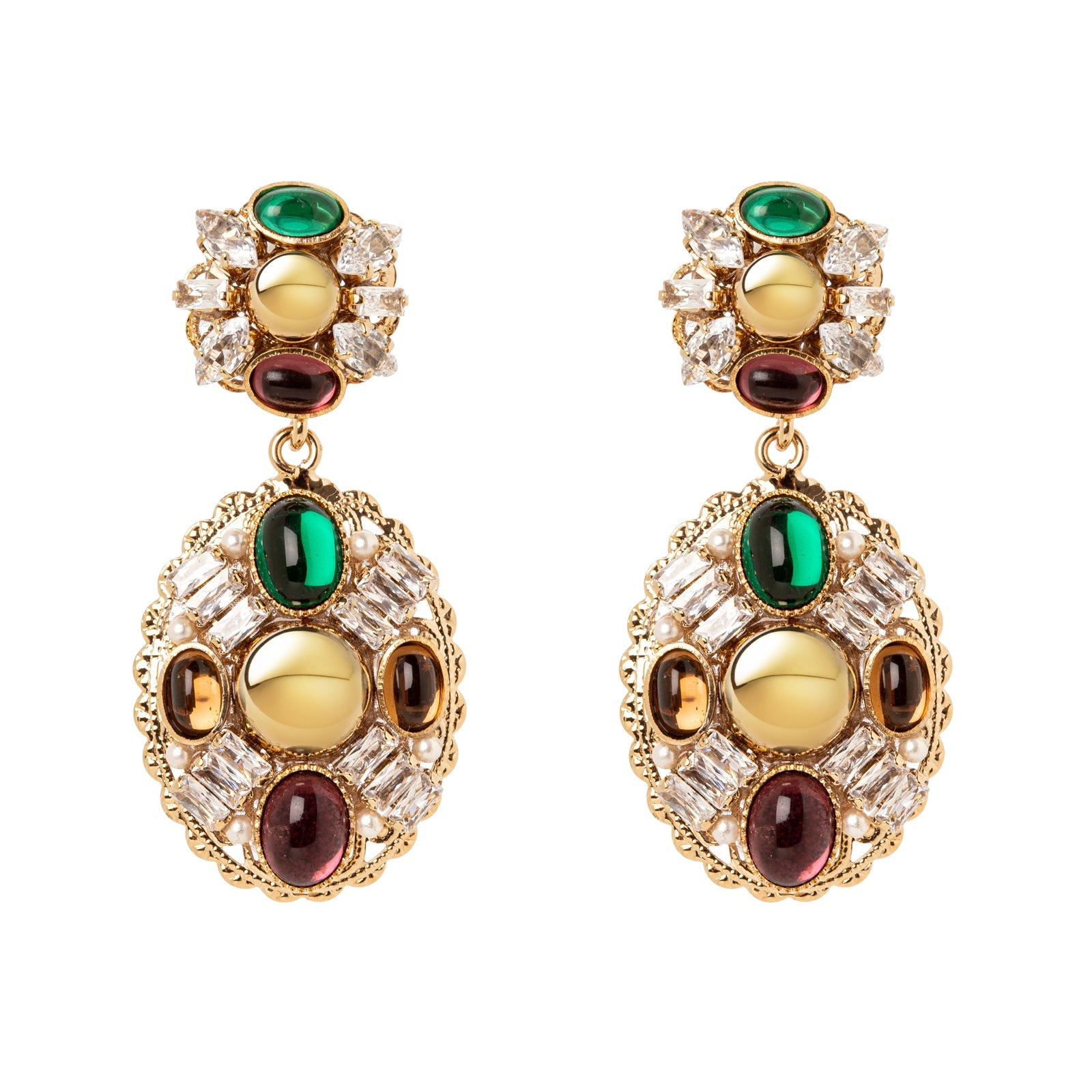 Orecchini dischetto e ovale Mylitta - Bordeaux - Sodini Bijoux