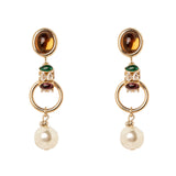 Orecchini cabochon, cerchietto e perla  Mylitta - Bordeaux - Sodini Bijoux