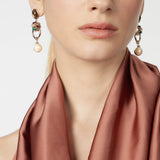 Cabochons, hoop and pearl earrings Mylitta - Bordeaux - Sodini Bijoux