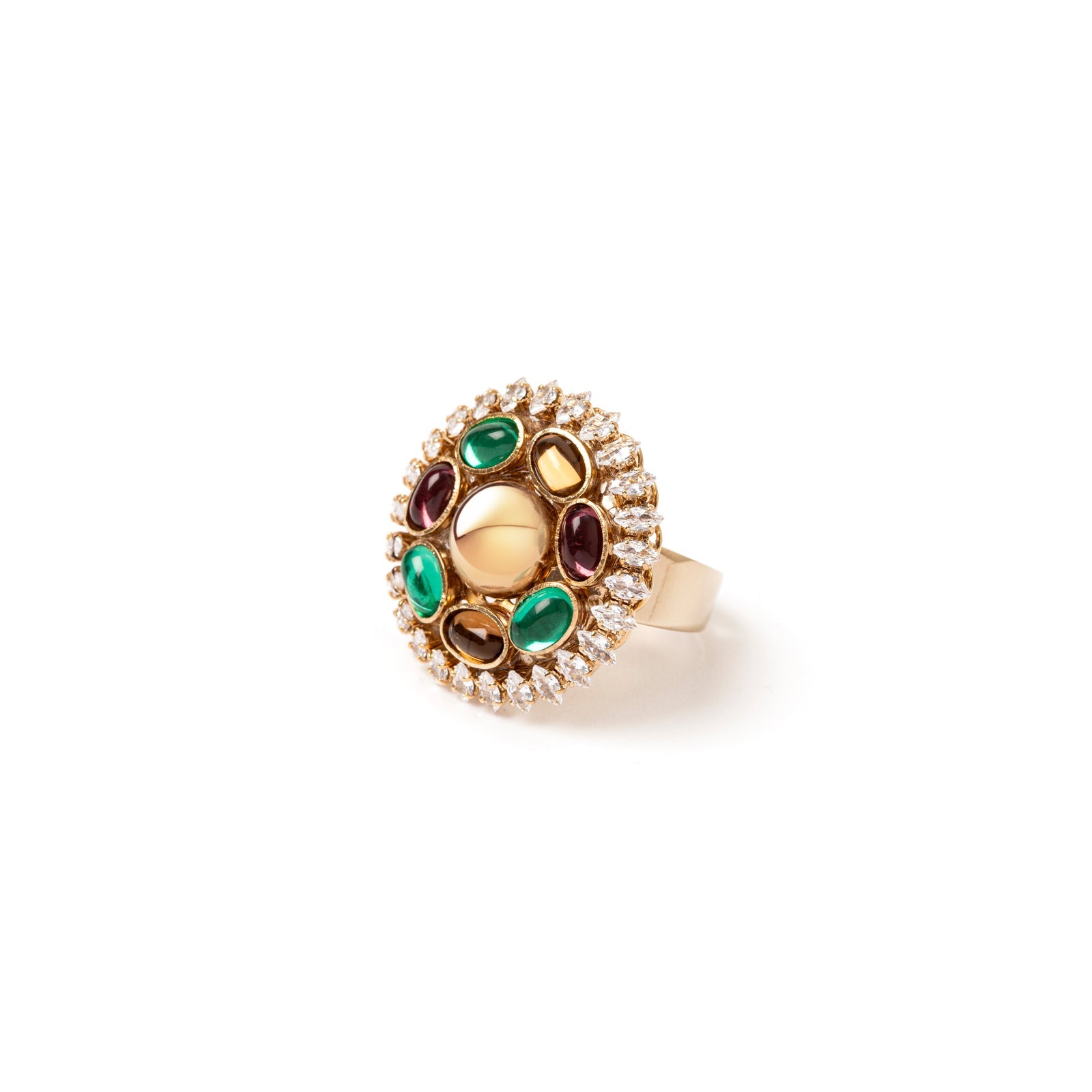 Anello con rosette di cabochon e zirconi  Mylitta - Bordeaux - Sodini Bijoux