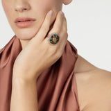Rosettes of cabochons and zirconias ring Mylitta - Bordeaux - Sodini Bijoux