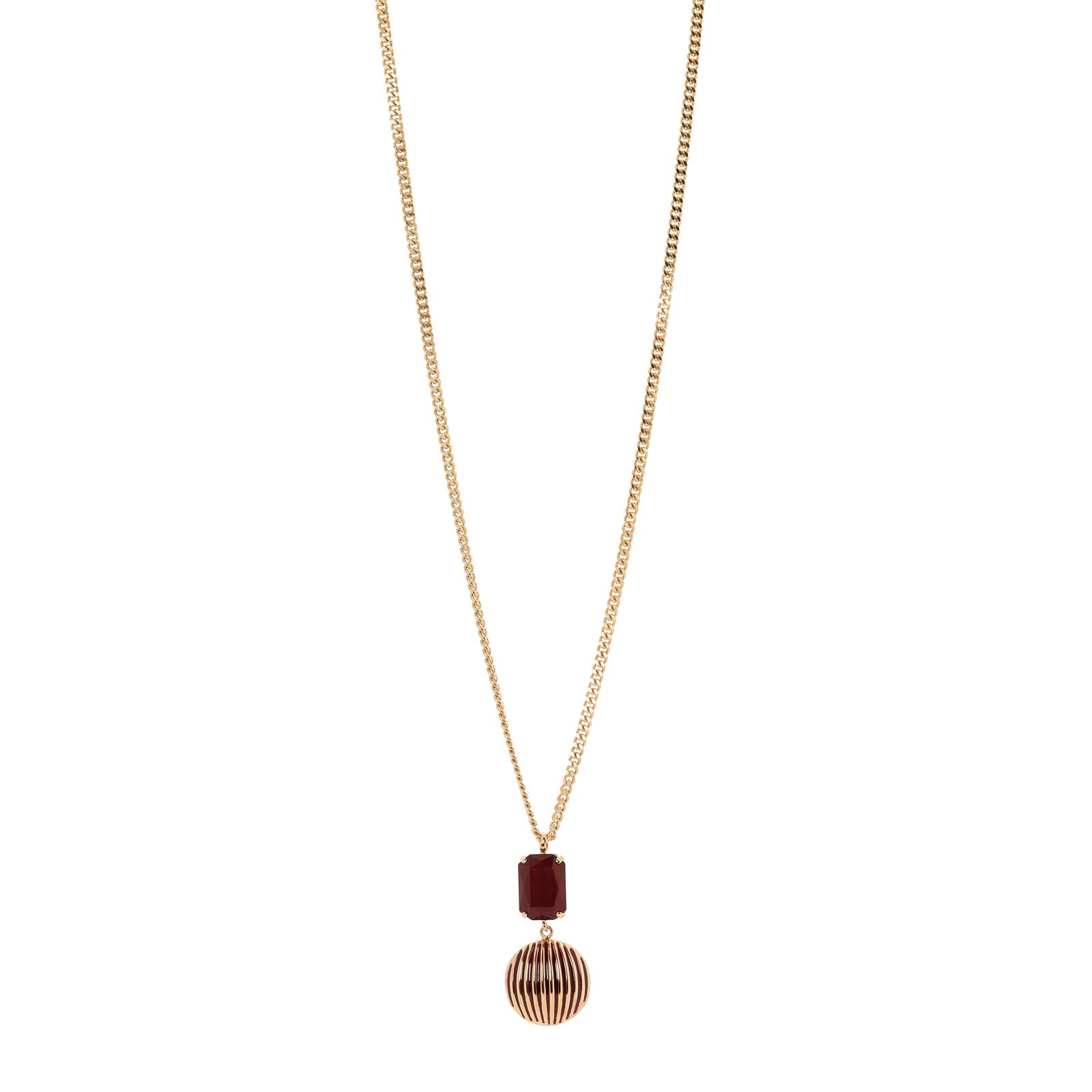 Collana lunga groumette e pendente a due elementi Malena - Rosso - Sodini Bijoux