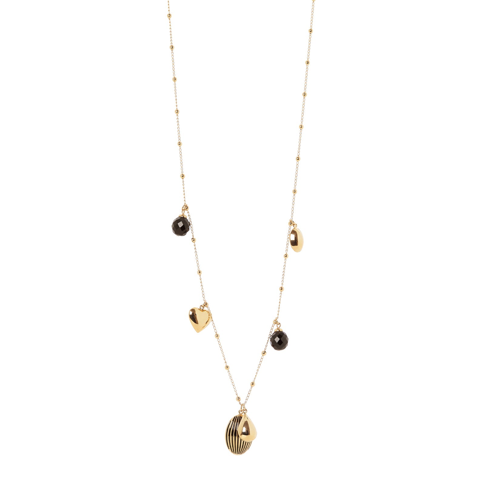 Collana lunga sfere e pendente ovale Malena - Nero - Sodini Bijoux