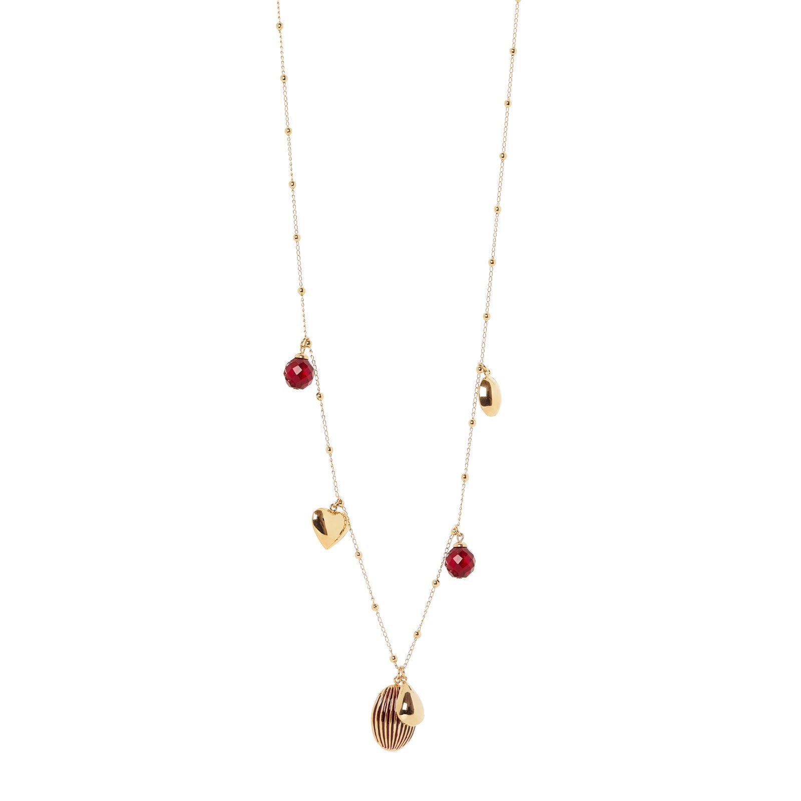 Collana lunga sfere e pendente ovale Malena - Rosso - Sodini Bijoux