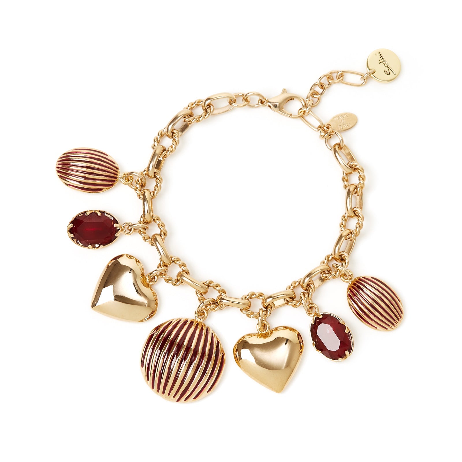 Bracciale catena e pendenti Malena - Rosso - Sodini Bijoux