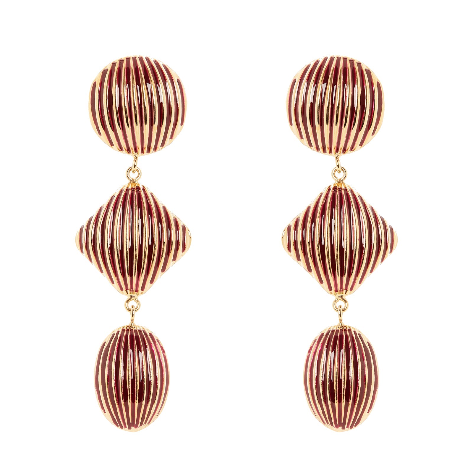 Orecchini a tre elementi Malena - Rosso - Sodini Bijoux