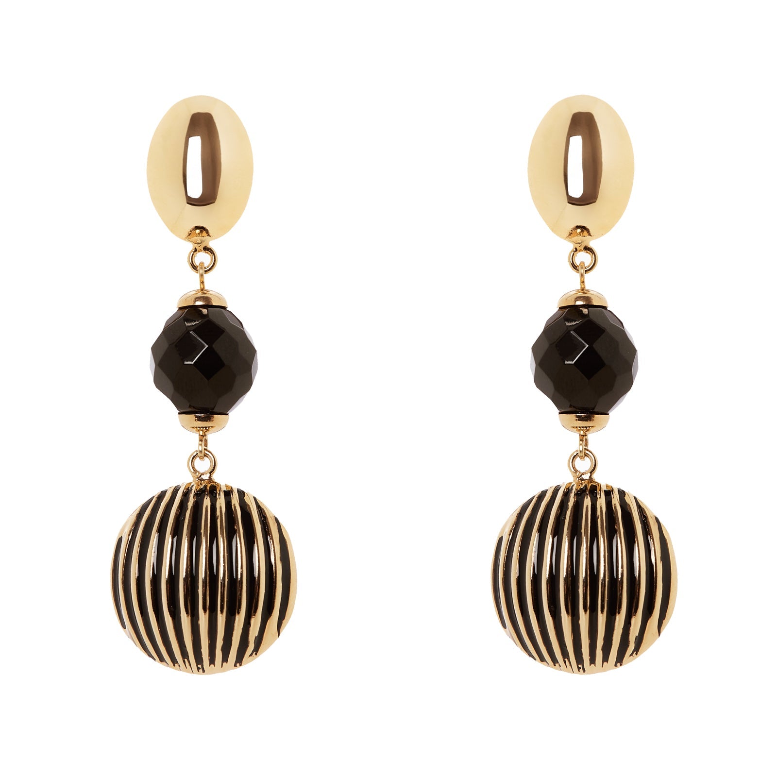 Orecchini ovale, boule e semisfera Malena - Nero - Sodini Bijoux