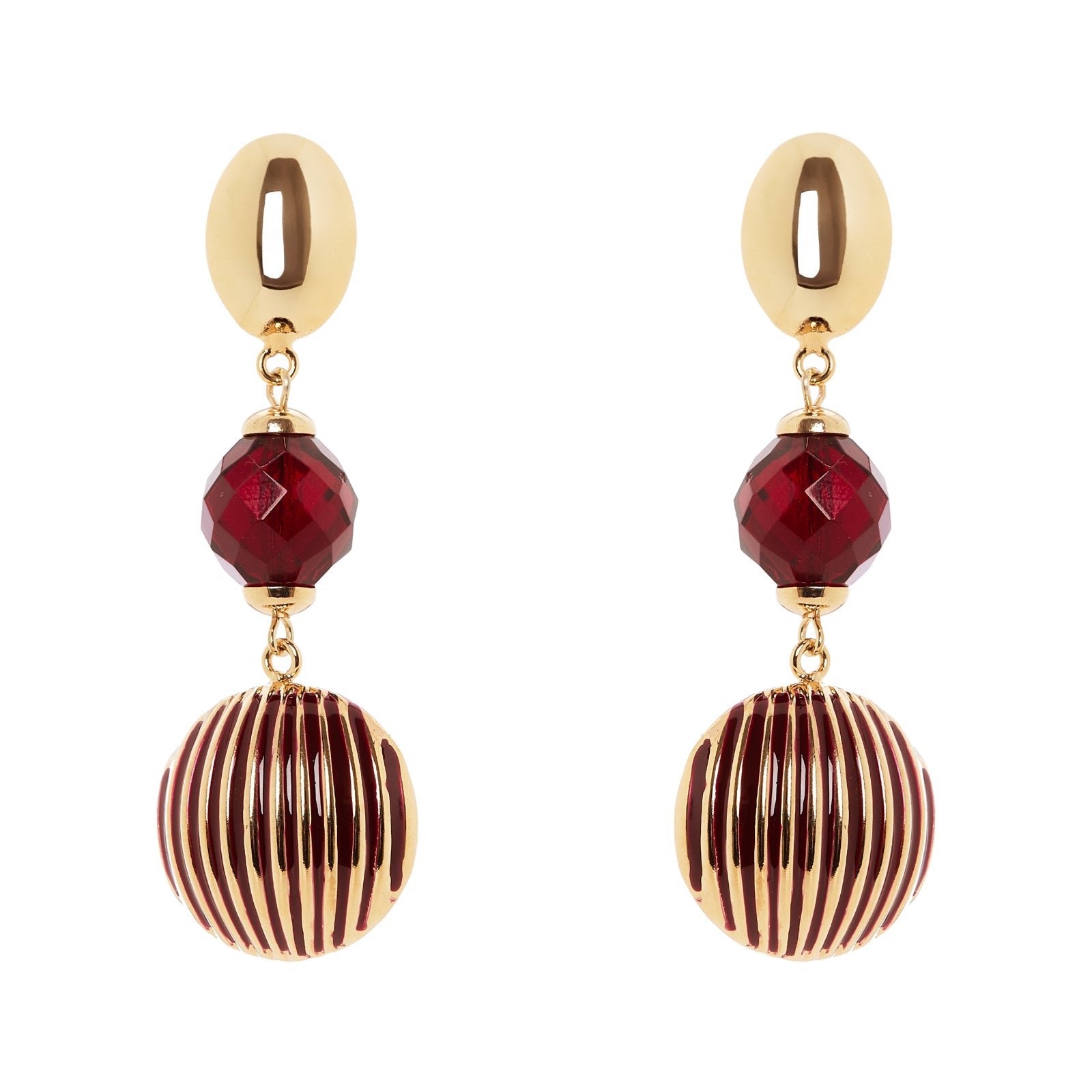 Orecchini ovale, boule e semisfera Malena - Rosso - Sodini Bijoux