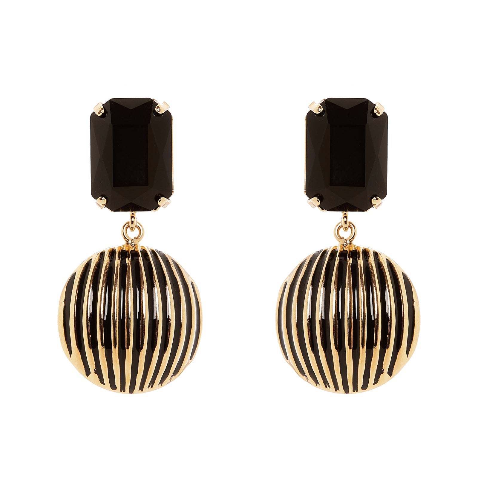 Orecchini ottagonale e semisfera Malena - Nero - Sodini Bijoux