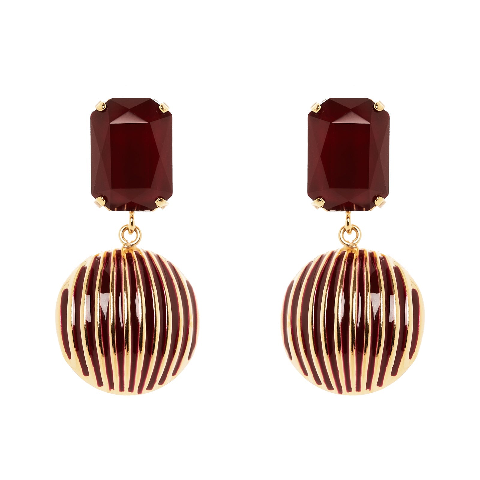 Orecchini ottagonale e semisfera Malena - Rosso - Sodini Bijoux