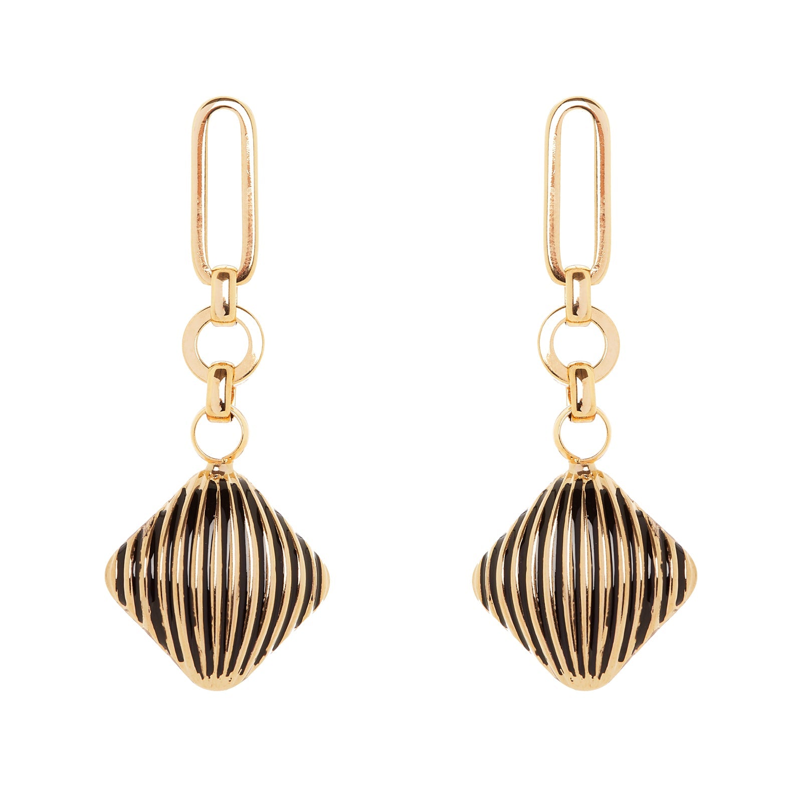 Orecchini anello lungo e rombo Malena - Nero - Sodini Bijoux