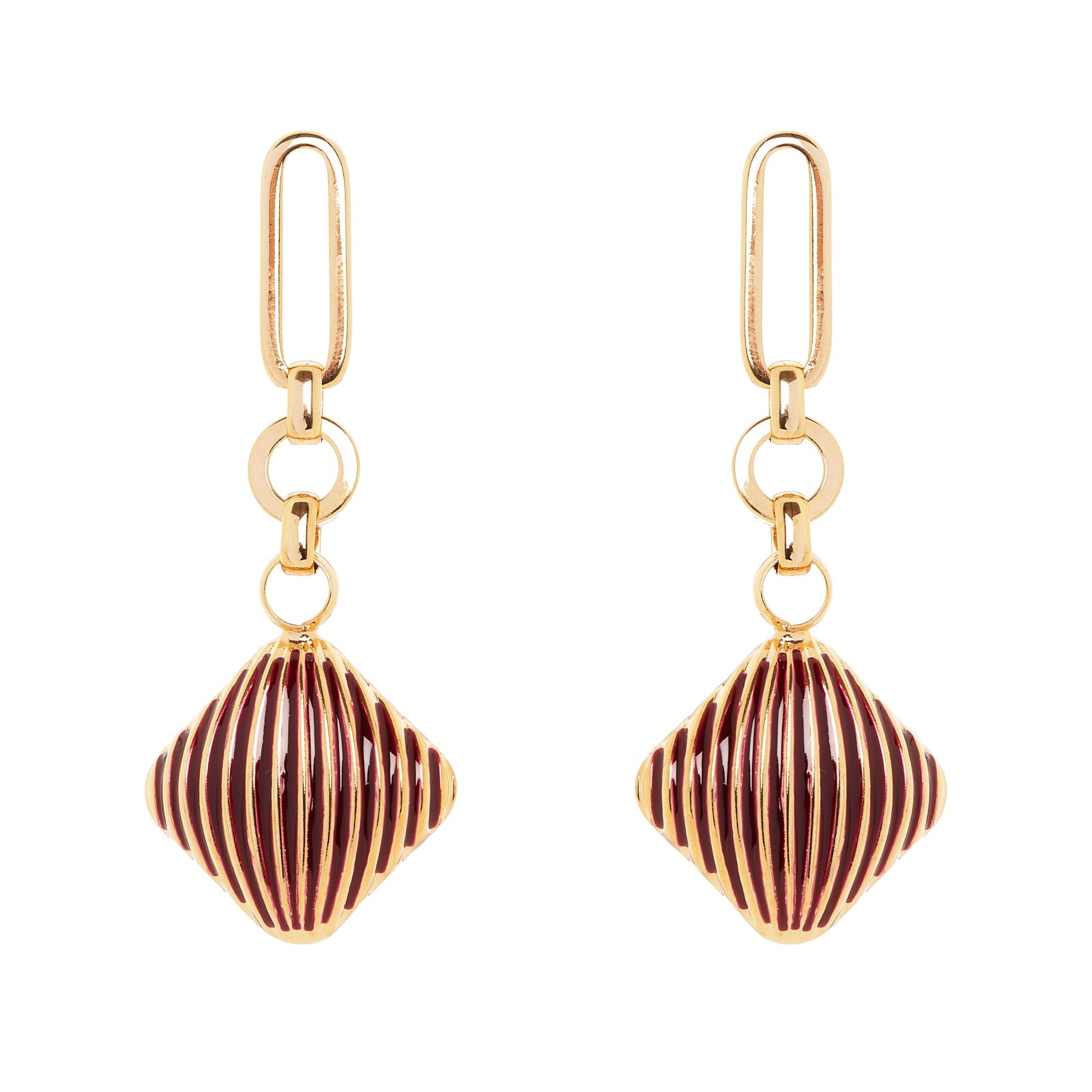 Orecchini anello lungo e rombo Malena - Rosso - Sodini Bijoux
