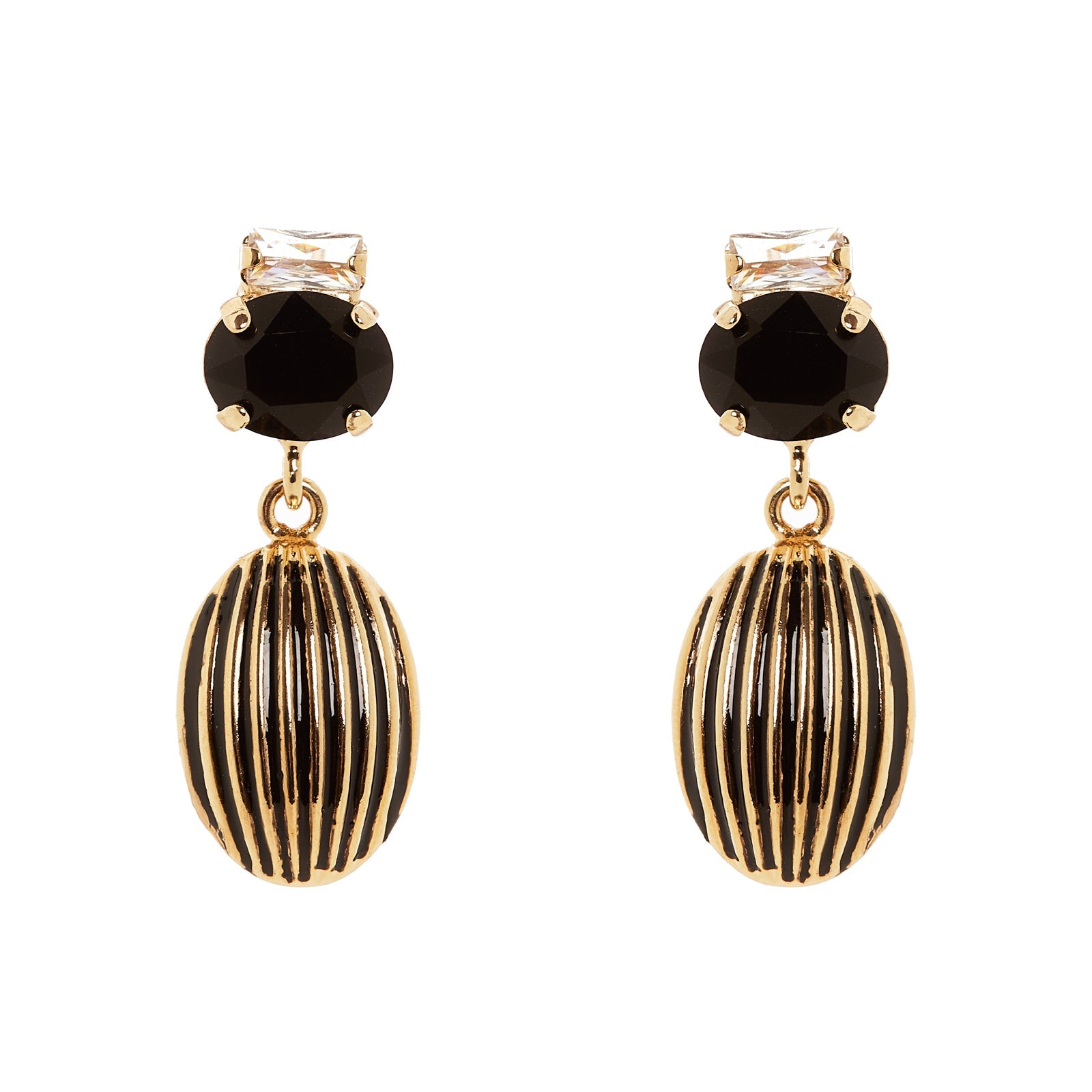 Orecchini baguette e ovale Malena - Nero - Sodini Bijoux