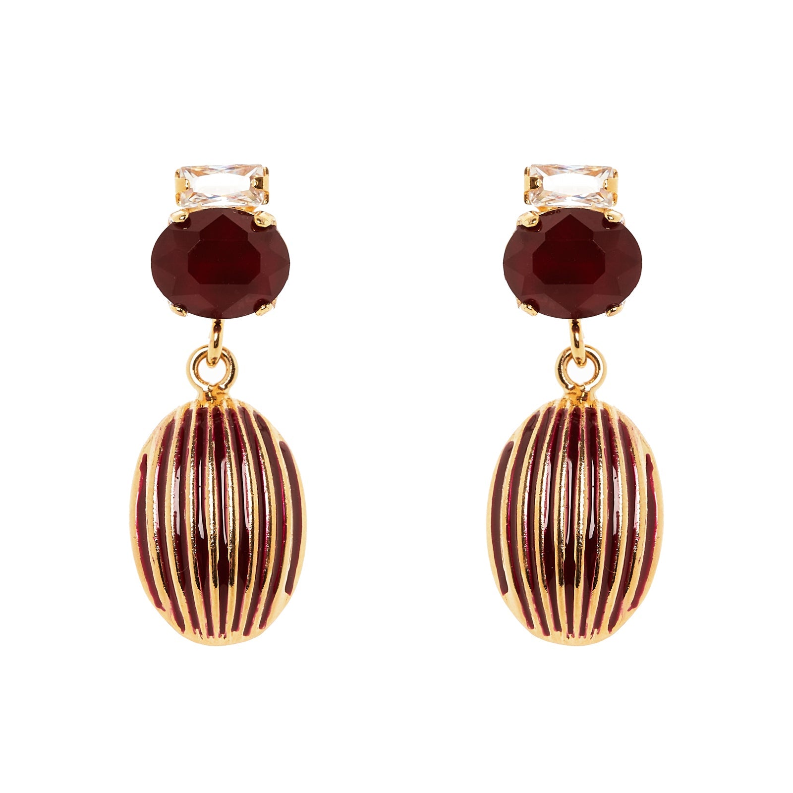 Orecchini baguette e ovale Malena - Rosso - Sodini Bijoux