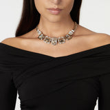 Large charms choker Babilonia - Gold and white - Sodini Bijoux