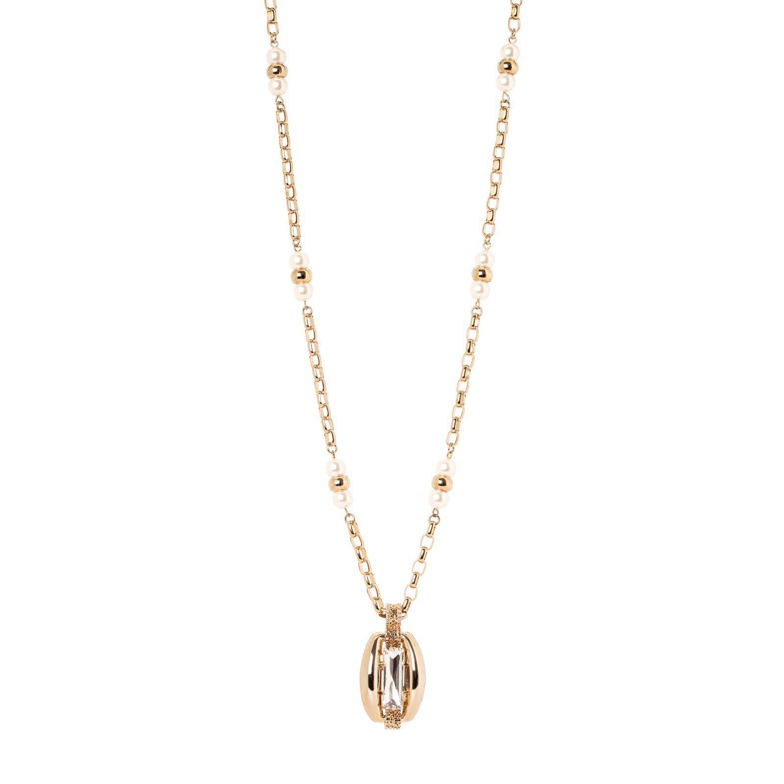 Collana lunga con pendente Babilonia - Oro e bianco - Sodini Bijoux